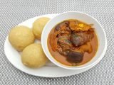 Eba with vegetable stew