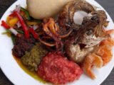 Banku with hot pepper(fried fish)